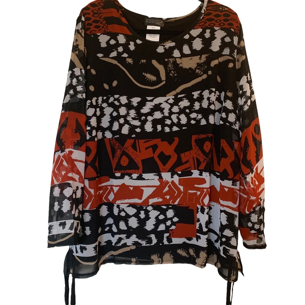 Creation L Blouse Plus Size Red and Black Size 18